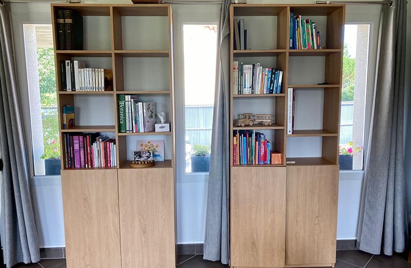 fabrication meuble sur mesure : double bibliothèque par Dufress Solution placard en drôme